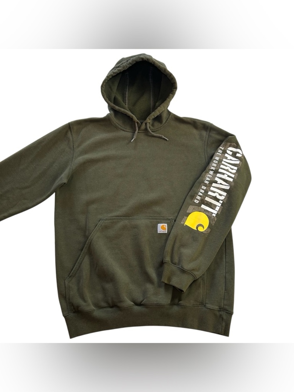 Carhartt Men's Loose Fit Midweight Hoodie Sweatshirt Logo Sleeve Green size M